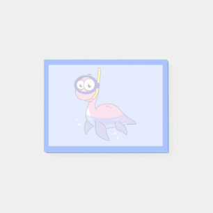 Illustration av en Snorkeling Loch Ness Monster. Post-it Block