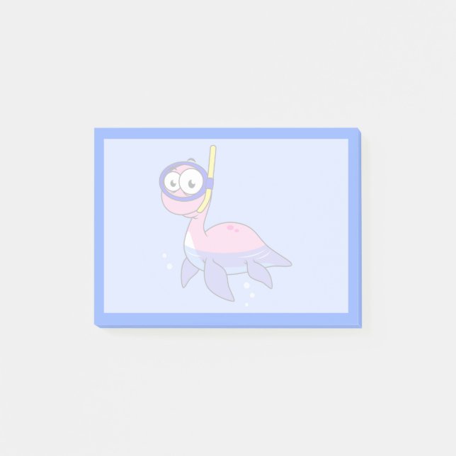 Illustration av en Snorkeling Loch Ness Monster. Post-it Block (Framsida)