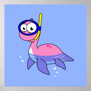 Illustration av en Snorkeling Loch Ness Monster. Poster