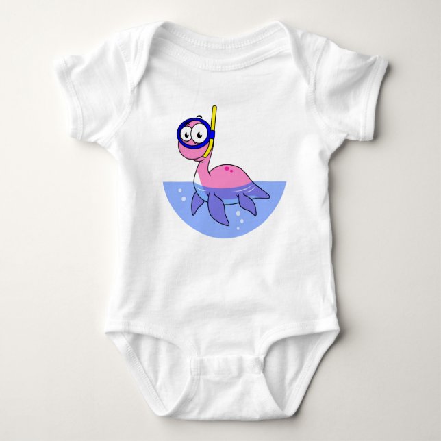 Illustration av en Snorkeling Loch Ness Monster. T Shirt (Framsida)