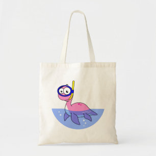 Illustration av en Snorkeling Loch Ness Monster. Tygkasse