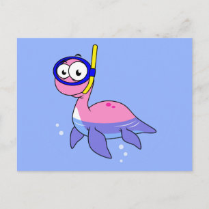 Illustration av en Snorkeling Loch Ness Monster. Vykort