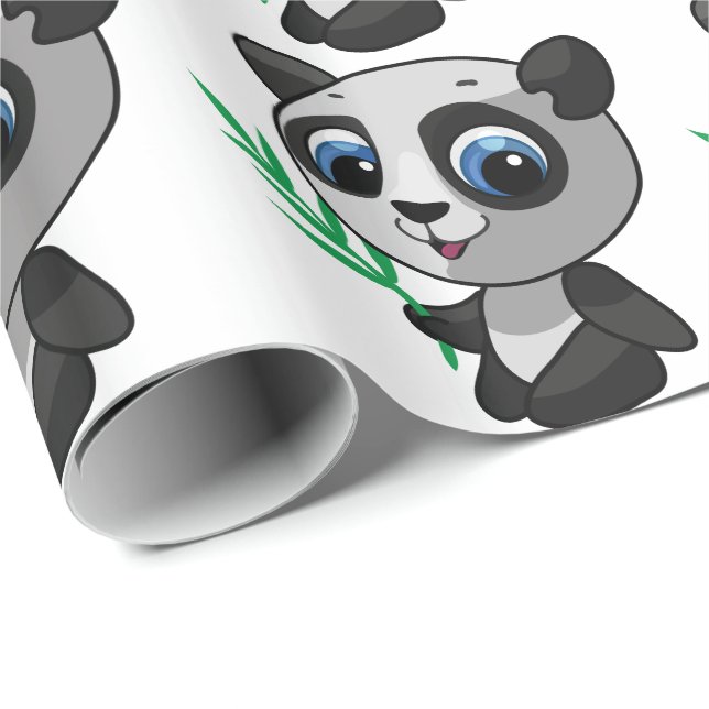 Illustration av en söt vild panda med bambu presentpapper (Rullad Hörn)