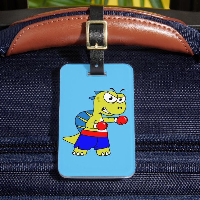 Illustration av en spinosaurus Boxing. Bagagebricka (Framsida Insitu 2)