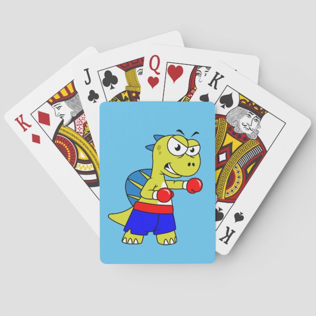 Illustration av en spinosaurus Boxing. Casinokort (Baksidan)