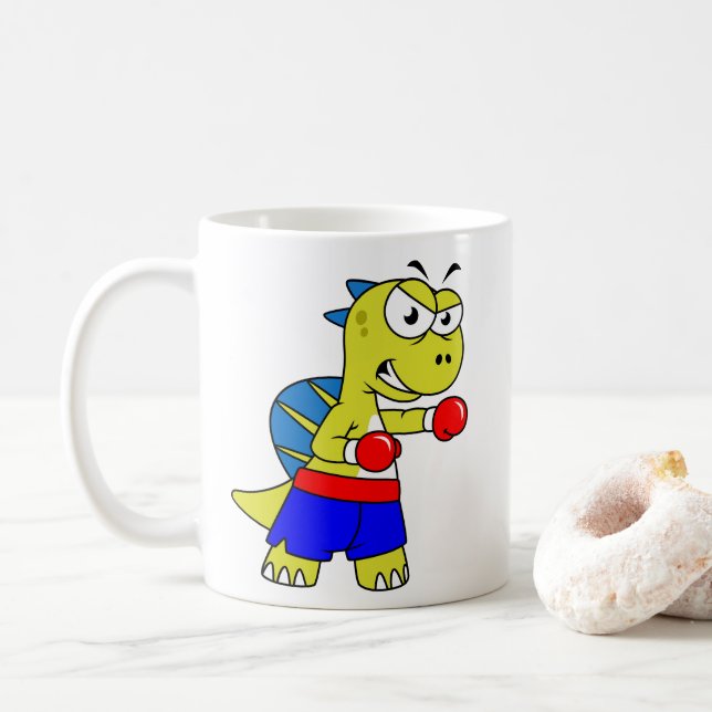 Illustration av en spinosaurus Boxing. Kaffemugg (Med munk)