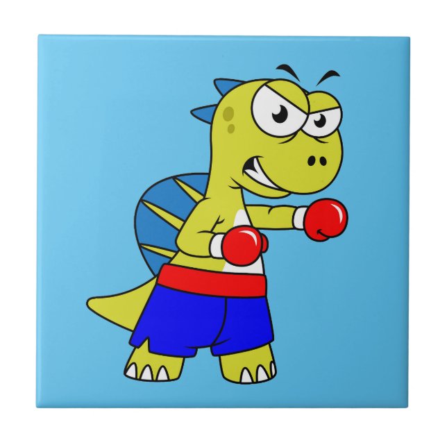 Illustration av en spinosaurus Boxing. Kakelplatta (Framsidan)