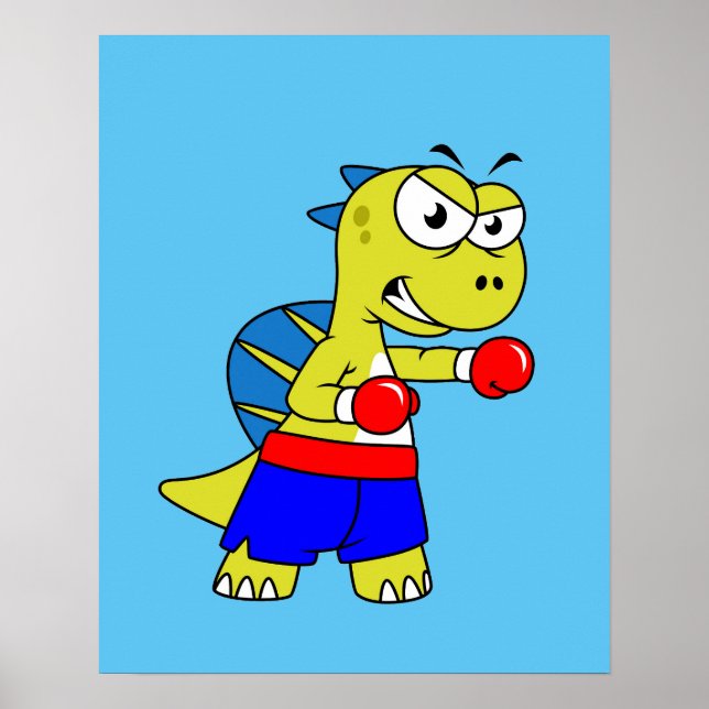 Illustration av en spinosaurus Boxing. Poster (Framsidan)