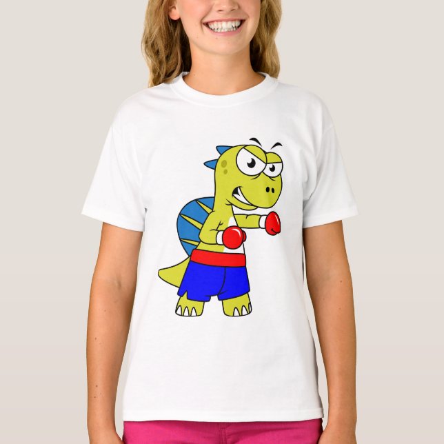 Illustration av en spinosaurus Boxing. T Shirt (Framsida)