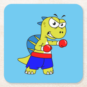 Illustration av en spinosaurus Boxing. Underlägg Papper Kvadrat