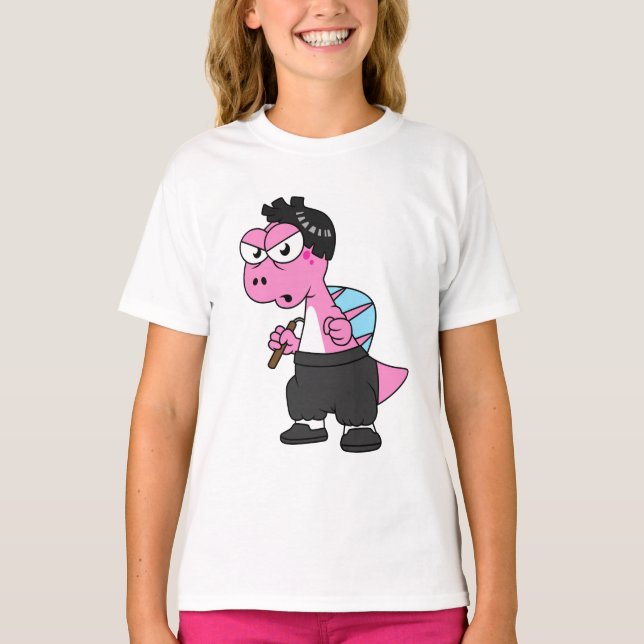 Illustration av en Spinosaurus Bruce Lee. T Shirt (Framsida)