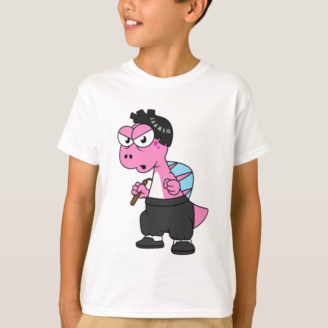 Illustration av en Spinosaurus Bruce Lee. T Shirt (Framsida)