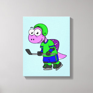Illustration av en Spinosaurus Hockey Player. Canvastryck