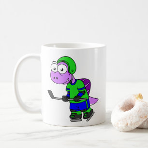 Illustration av en Spinosaurus Hockey Player. Kaffemugg