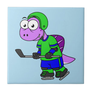 Illustration av en Spinosaurus Hockey Player. Kakelplatta