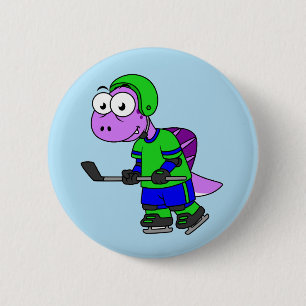 Illustration av en Spinosaurus Hockey Player. Knapp