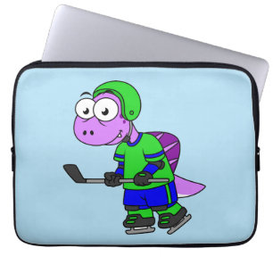 Illustration av en Spinosaurus Hockey Player. Laptop Fodral