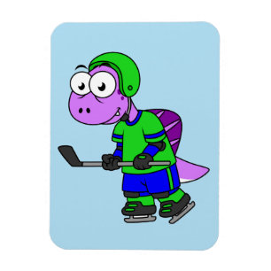Illustration av en Spinosaurus Hockey Player. Magnet