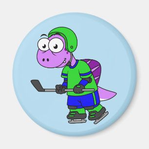 Illustration av en Spinosaurus Hockey Player. Magnet