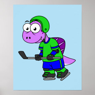 Illustration av en Spinosaurus Hockey Player. Poster