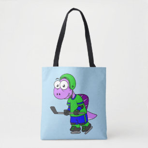 Illustration av en Spinosaurus Hockey Player. Tygkasse