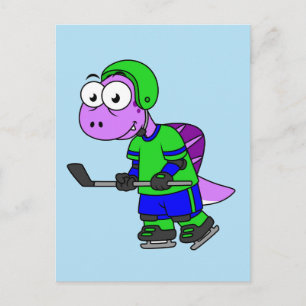 Illustration av en Spinosaurus-hockeyspelare. Vykort