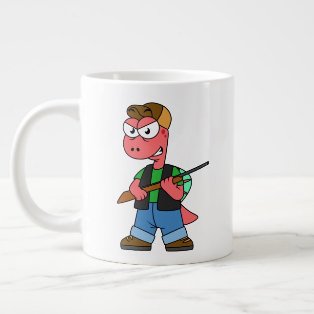 Illustration av en spinosaurusjägare med Gun. Jumbo Mugg (Vänster)