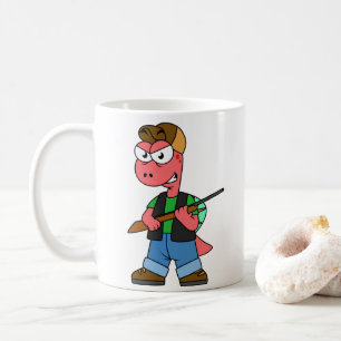 Illustration av en spinosaurusjägare med Gun. Kaffemugg