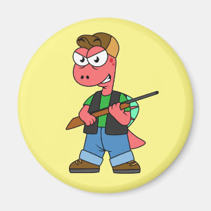 Illustration av en spinosaurusjägare med Gun. Magnet