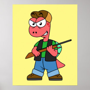 Illustration av en spinosaurusjägare med Gun. Poster