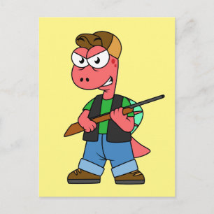 Illustration av en spinosaurusjägare med Gun. Vykort