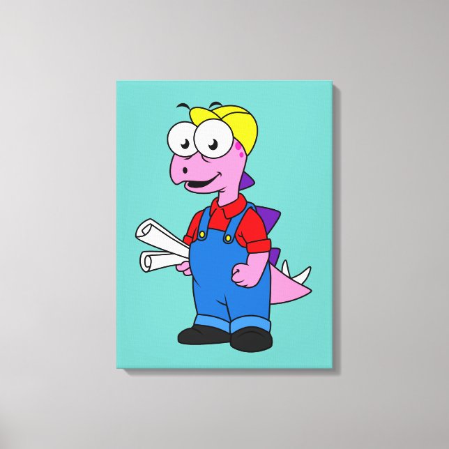 Illustration av en Stegosaurus-byggarbetare. Canvastryck (Framsida)