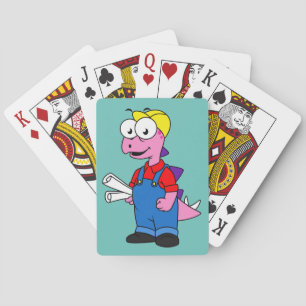 Illustration av en Stegosaurus-byggarbetare. Casinokort