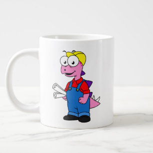 Illustration av en Stegosaurus-byggarbetare. Jumbo Mugg
