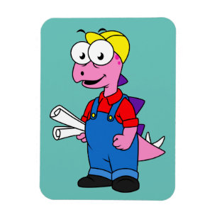 Illustration av en Stegosaurus-byggarbetare. Magnet