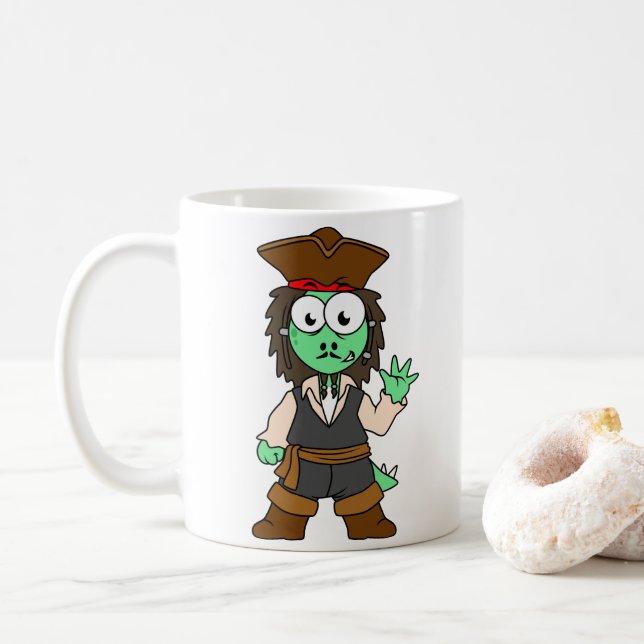 Illustration av en Stegosaurus Pirat, Jack Sparrow Kaffemugg (Med munk)