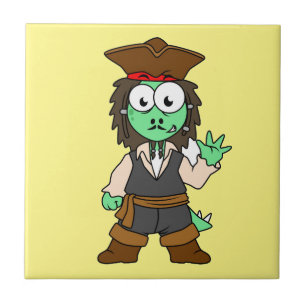 Illustration av en Stegosaurus Pirat, Jack Sparrow Kakelplatta