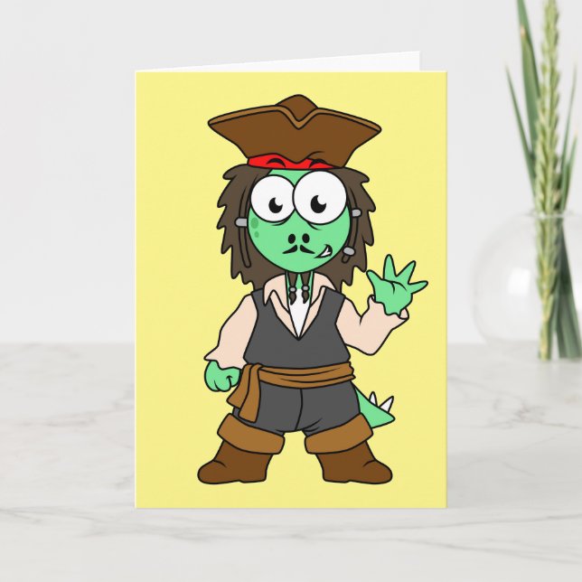 Illustration av en Stegosaurus Pirat, Jack Sparrow Kort (Framsida)