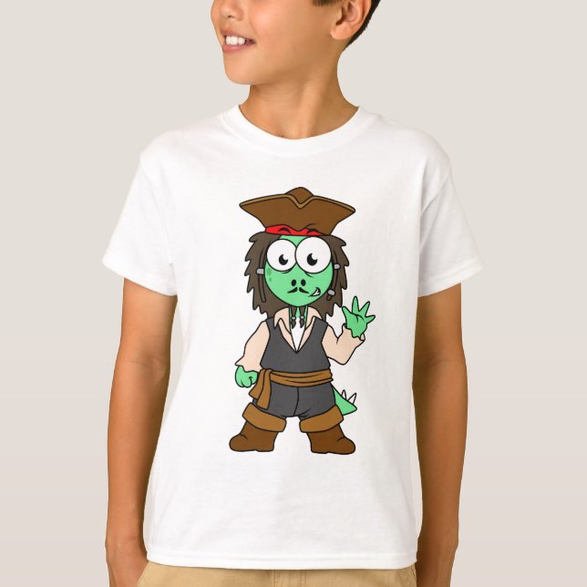 Illustration av en Stegosaurus Pirat, Jack Sparrow T Shirt (Framsida)