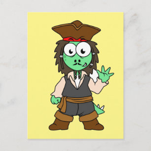 Illustration av en Stegosaurus-pirat, Jack Sparrow Vykort