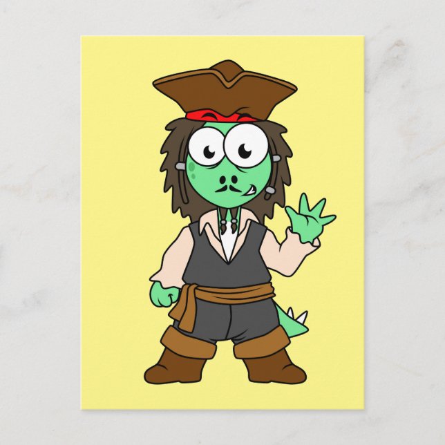 Illustration av en Stegosaurus-pirat, Jack Sparrow Vykort (Framsida)