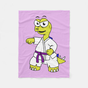 Illustration av en Stegosaurus Practicing Karate. Fleecefilt