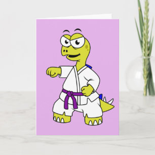 Illustration av en Stegosaurus Practicing Karate. Kort