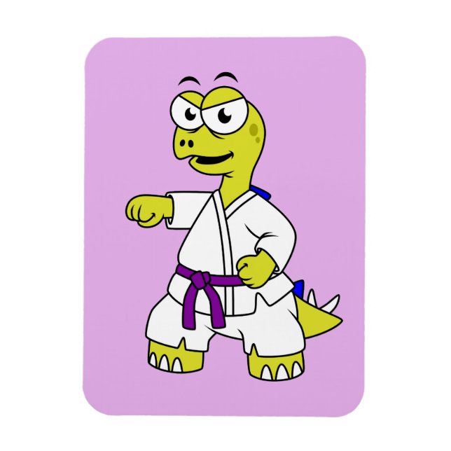 Illustration av en Stegosaurus Practicing Karate. Magnet (Vertikal)