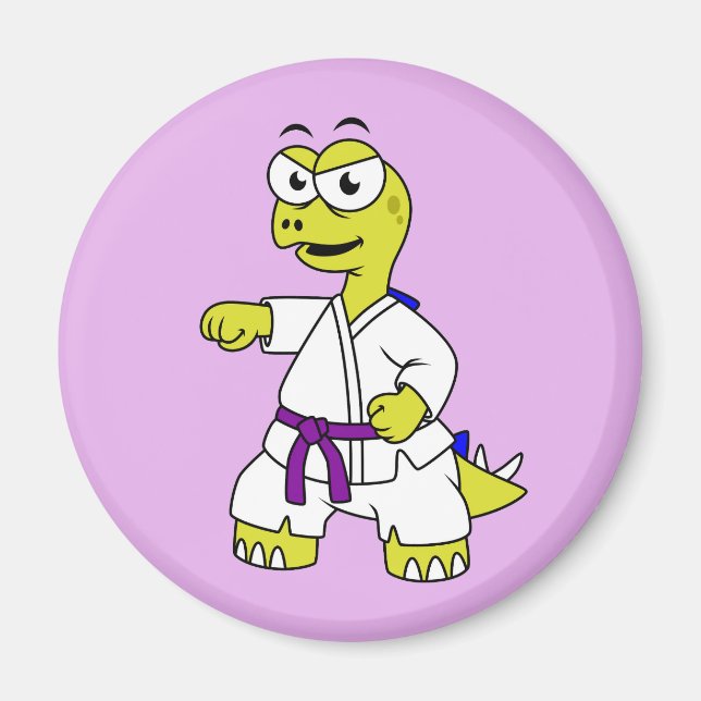 Illustration av en Stegosaurus Practicing Karate. Magnet (Framsidan)