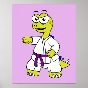 Illustration av en Stegosaurus Practicing Karate. Poster