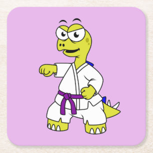 Illustration av en Stegosaurus Practicing Karate. Underlägg Papper Kvadrat