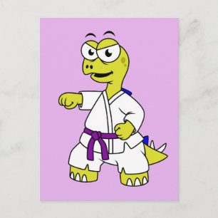 Illustration av en Stegosaurus Practicing Karate. Vykort