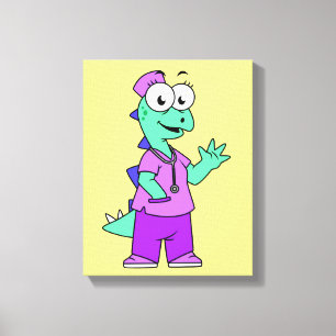 Illustration av en Stegosaurus sjuksköterska. Canvastryck