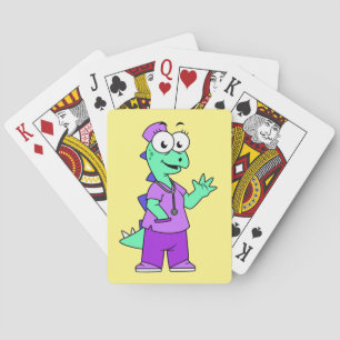 Illustration av en Stegosaurus sjuksköterska. Casinokort